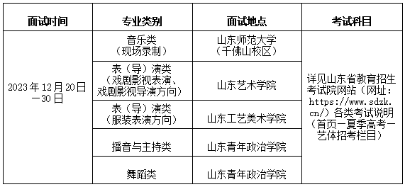 山东2024年普通高校招生艺术类统考时间安排